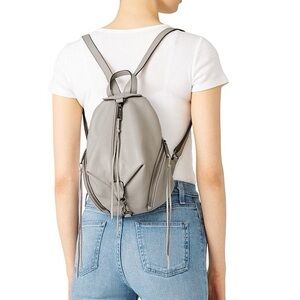 Rebecca Minkoff Mini Julian Nubuck Leather Convertible Backpack Pebble Grey